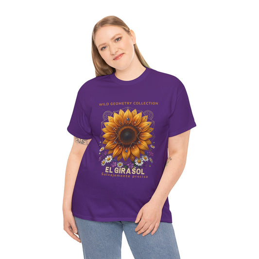 Sunflower Floral Tee. Wild Geometry: "El Girasol - Arte Geométrico de Precisión" Graphic Shirt