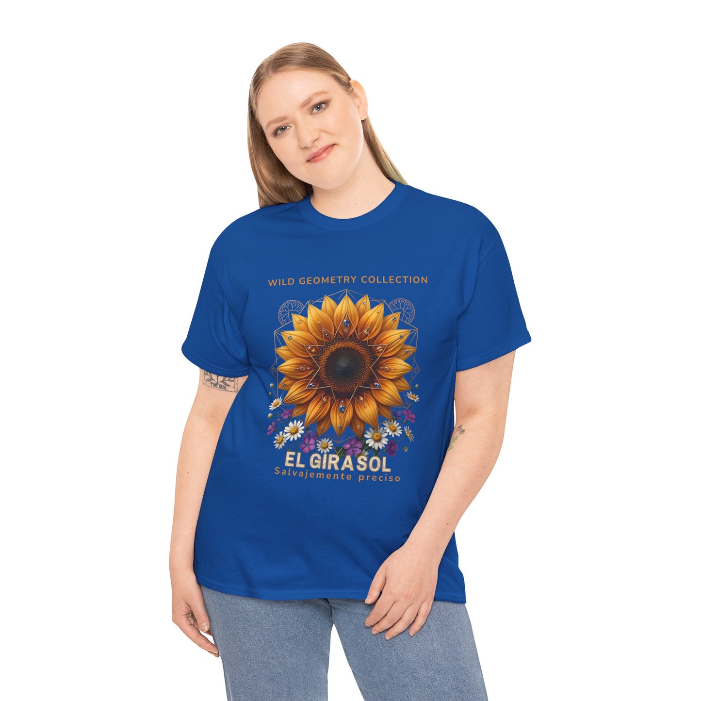 Sunflower Floral Tee. Wild Geometry: "El Girasol - Arte Geométrico de Precisión" Graphic Shirt