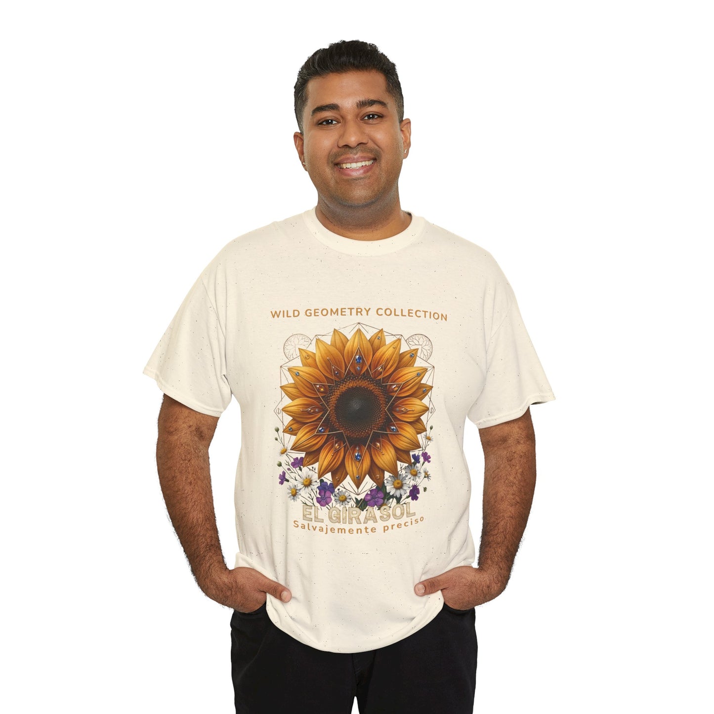 Sunflower Floral Tee. Wild Geometry: "El Girasol - Arte Geométrico de Precisión" Graphic Shirt