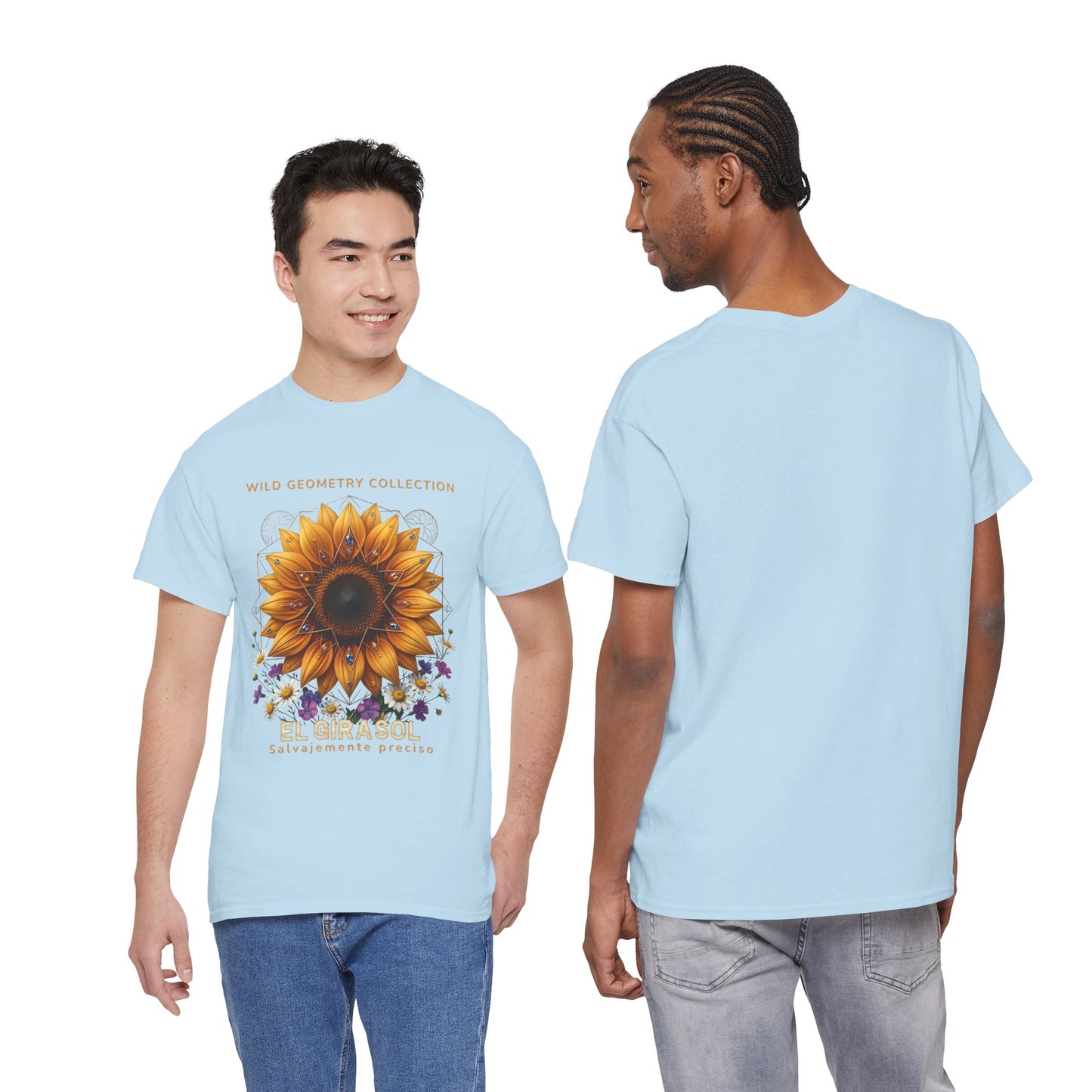 Sunflower Floral Tee. Wild Geometry: "El Girasol - Arte Geométrico de Precisión" Graphic Shirt