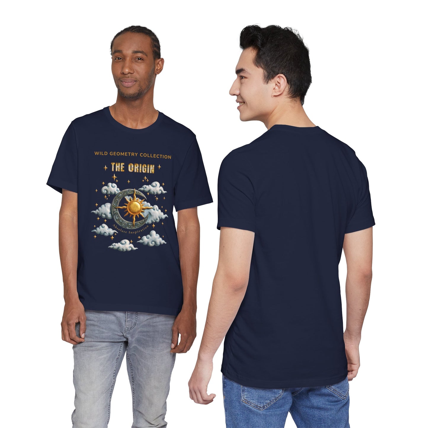 The Origin Sun and Moon Celestial Art Graphic Tee. Celestial Geometry Shirt