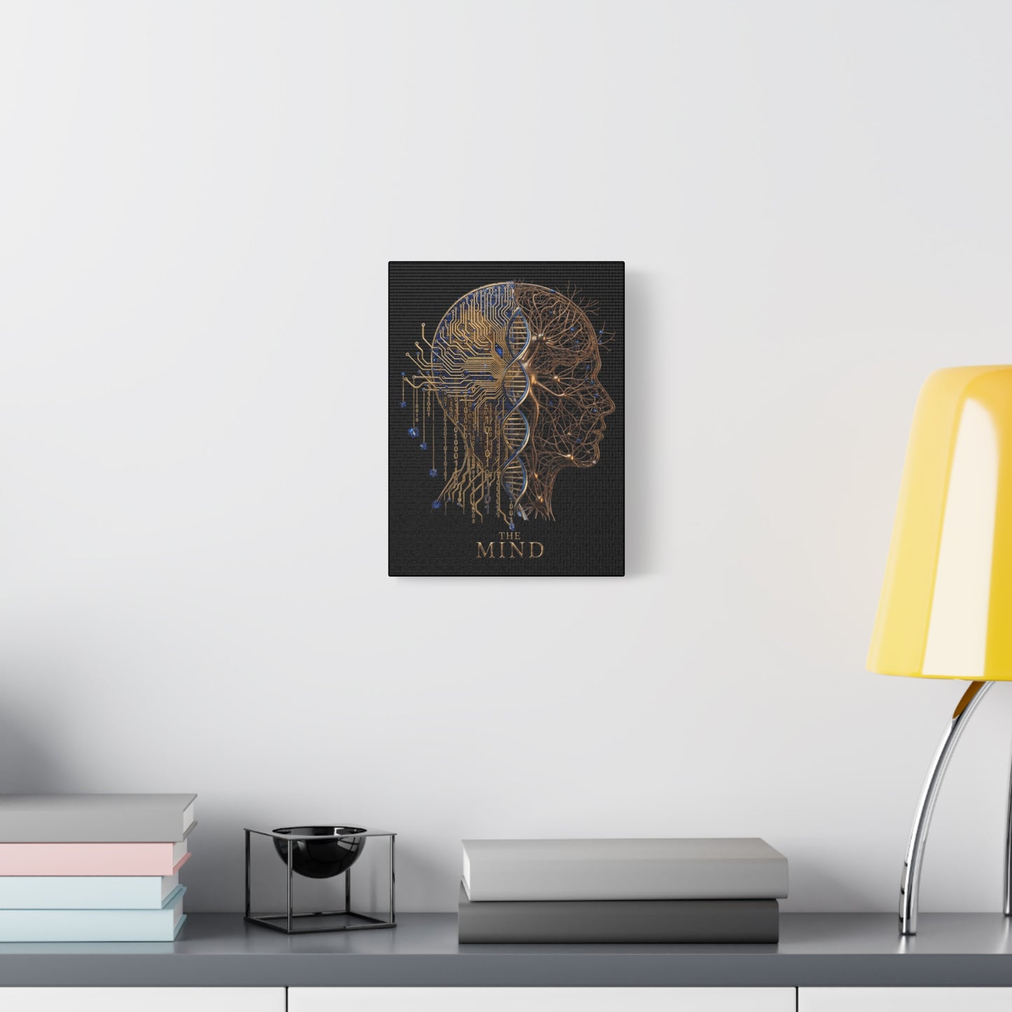 The Mind Matte Canvas Wall Art — DNA & Circuit Human Head Stretched Canvas