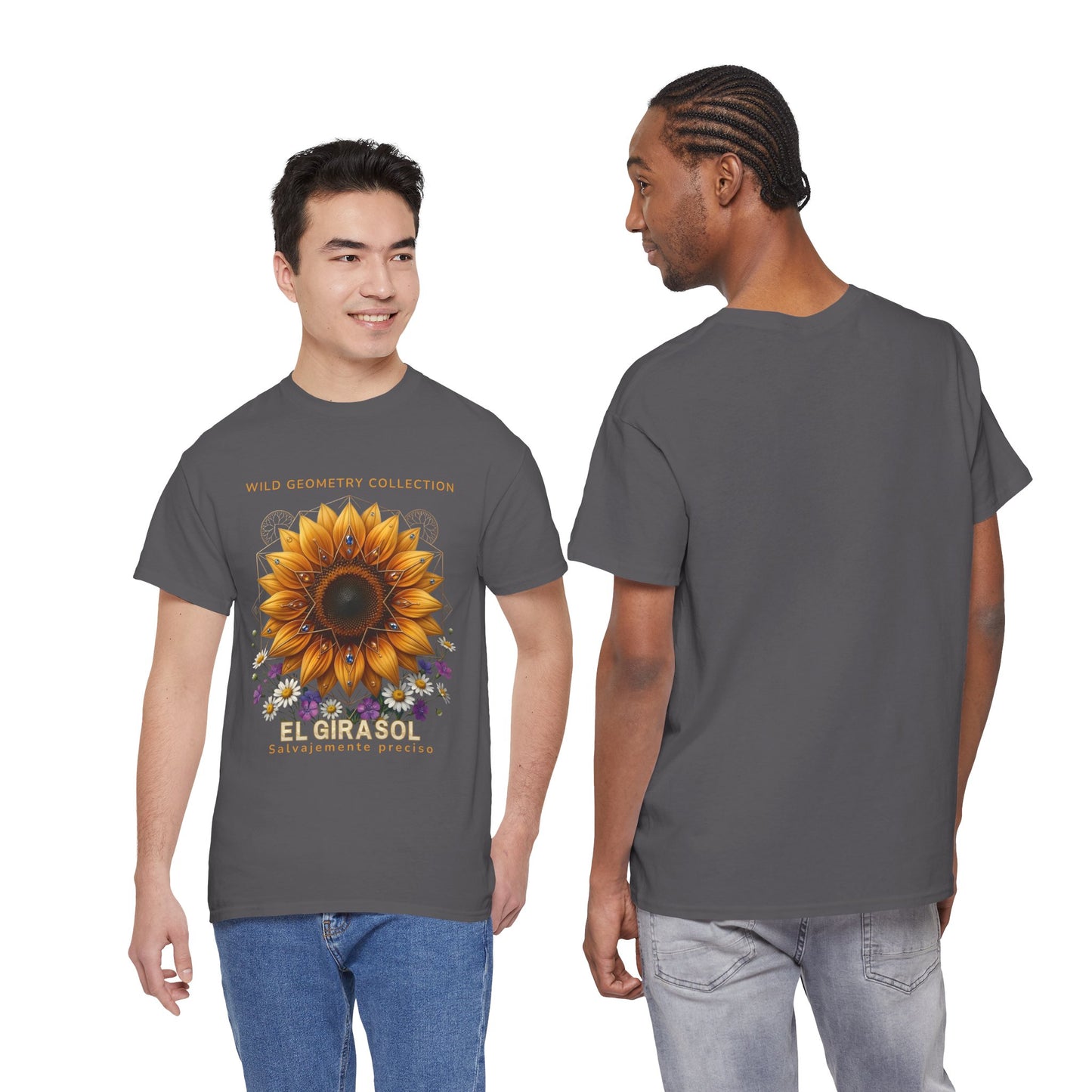 Sunflower Floral Tee. Wild Geometry: "El Girasol - Arte Geométrico de Precisión" Graphic Shirt