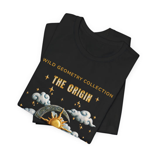 The Origin Sun and Moon Celestial Art Graphic Tee. Celestial Geometry Shirt