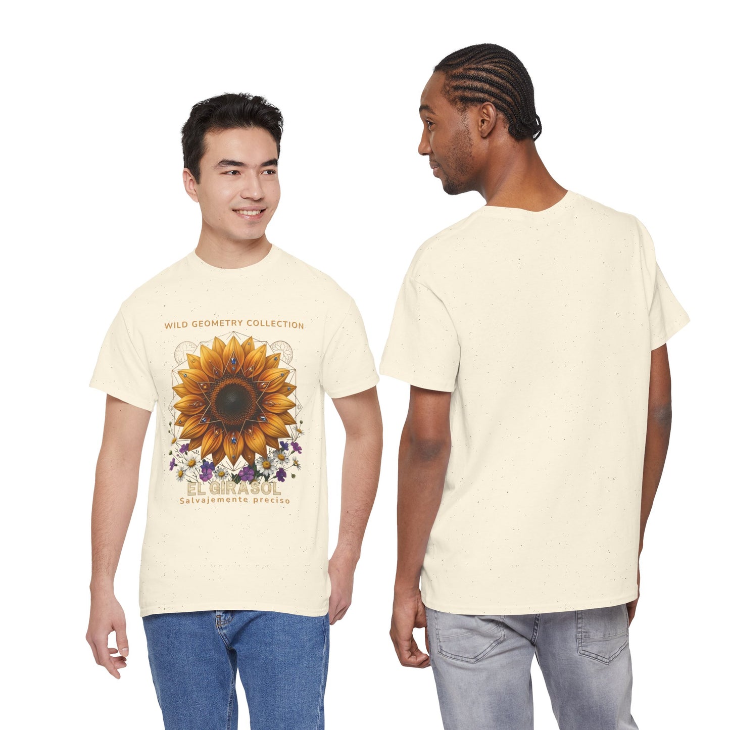 Sunflower Floral Tee. Wild Geometry: "El Girasol - Arte Geométrico de Precisión" Graphic Shirt