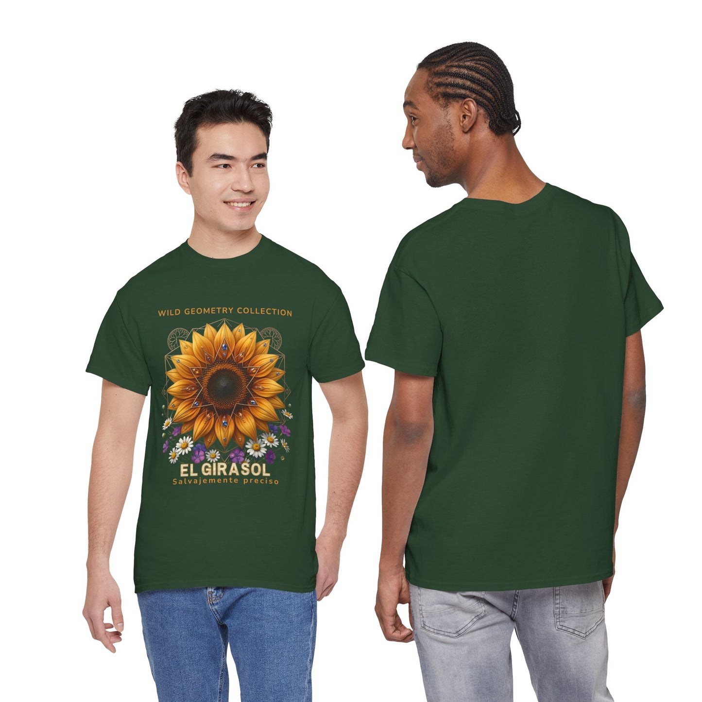 Sunflower Floral Tee. Wild Geometry: "El Girasol - Arte Geométrico de Precisión" Graphic Shirt