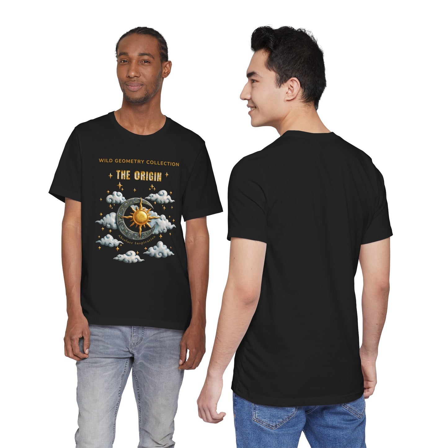 The Origin Sun and Moon Celestial Art Graphic Tee. Celestial Geometry Shirt