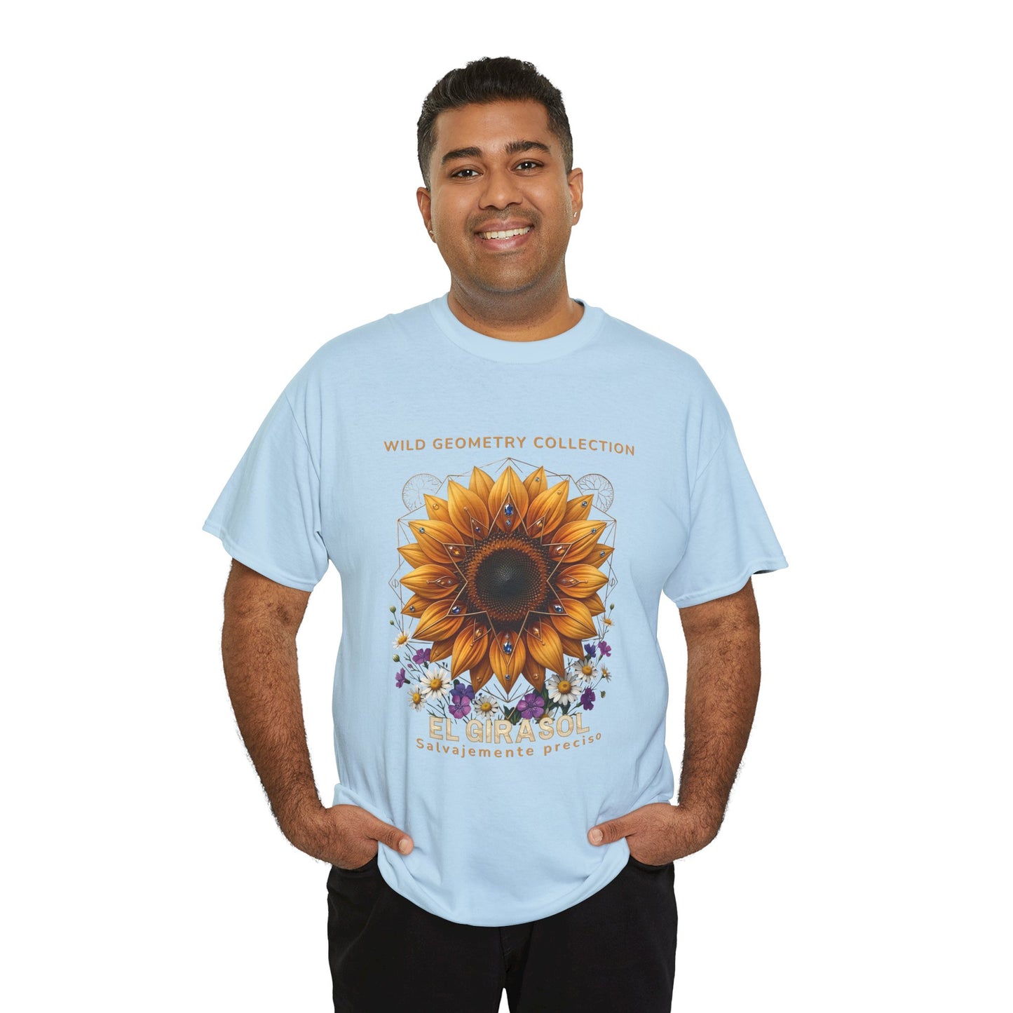 Sunflower Floral Tee. Wild Geometry: "El Girasol - Arte Geométrico de Precisión" Graphic Shirt