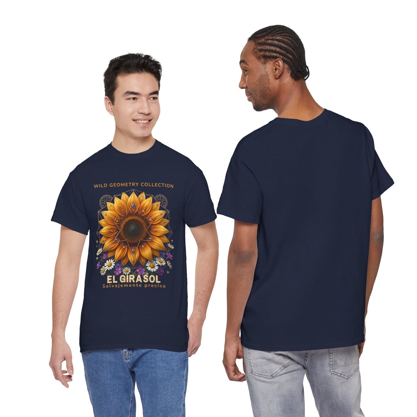 Sunflower Floral Tee. Wild Geometry: "El Girasol - Arte Geométrico de Precisión" Graphic Shirt