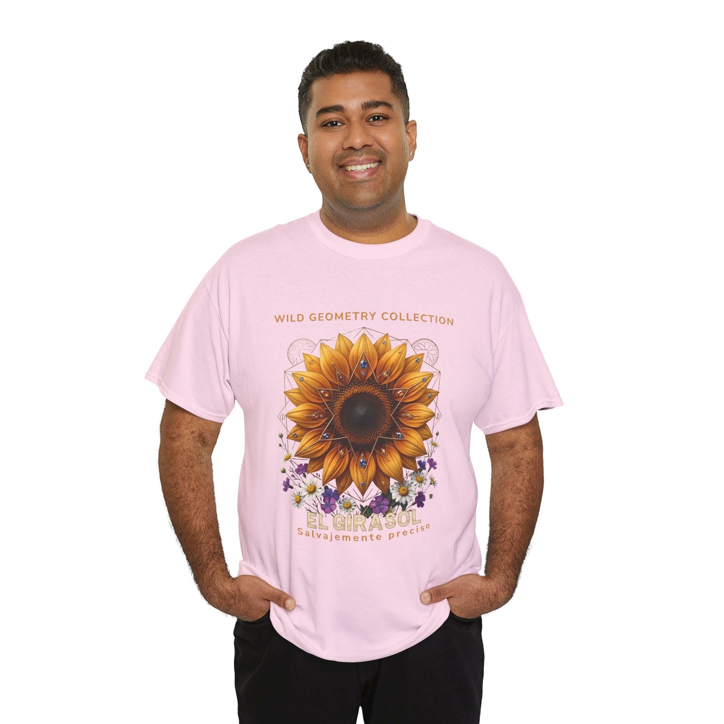 Sunflower Floral Tee. Wild Geometry: "El Girasol - Arte Geométrico de Precisión" Graphic Shirt