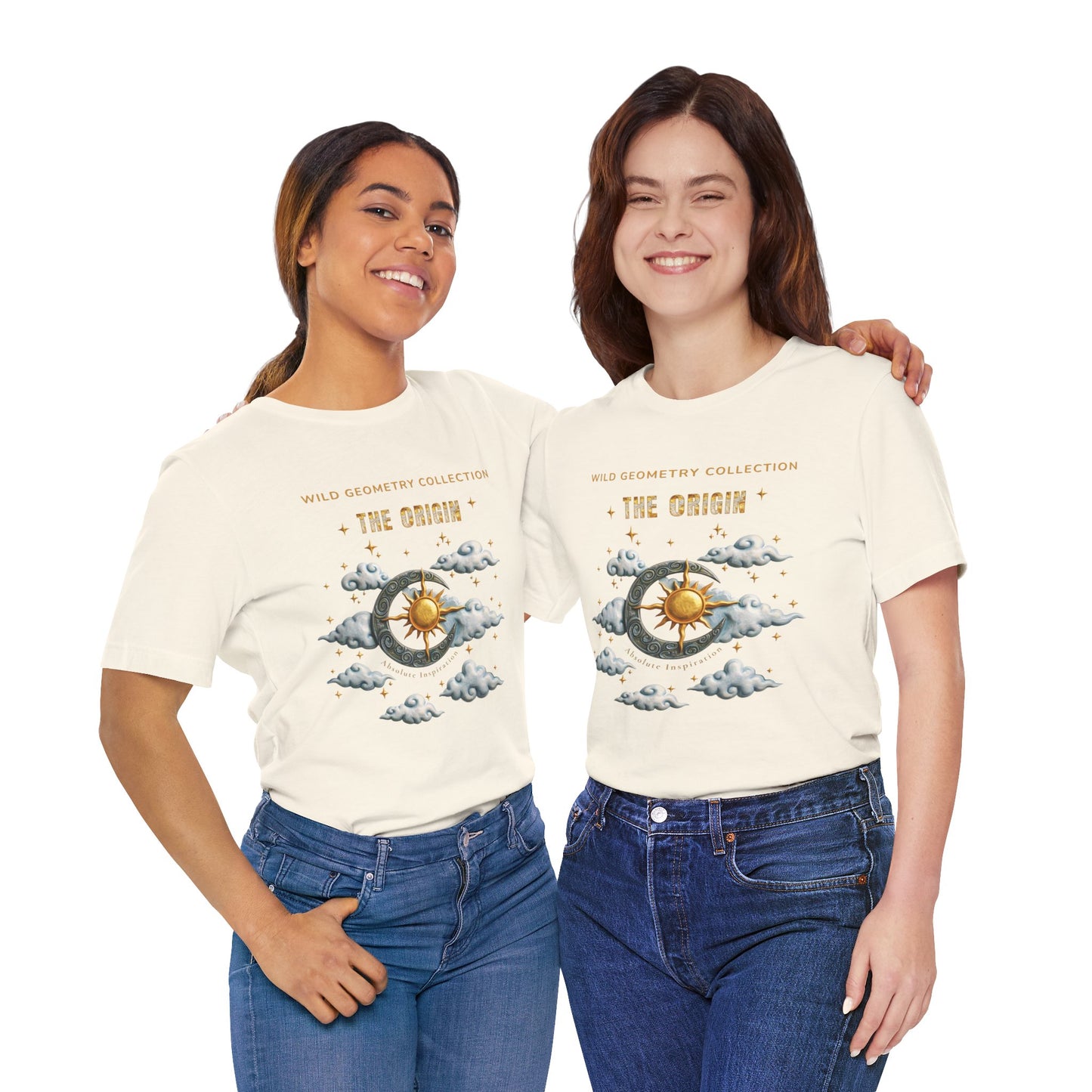 The Origin Sun and Moon Celestial Art Graphic Tee. Celestial Geometry Shirt