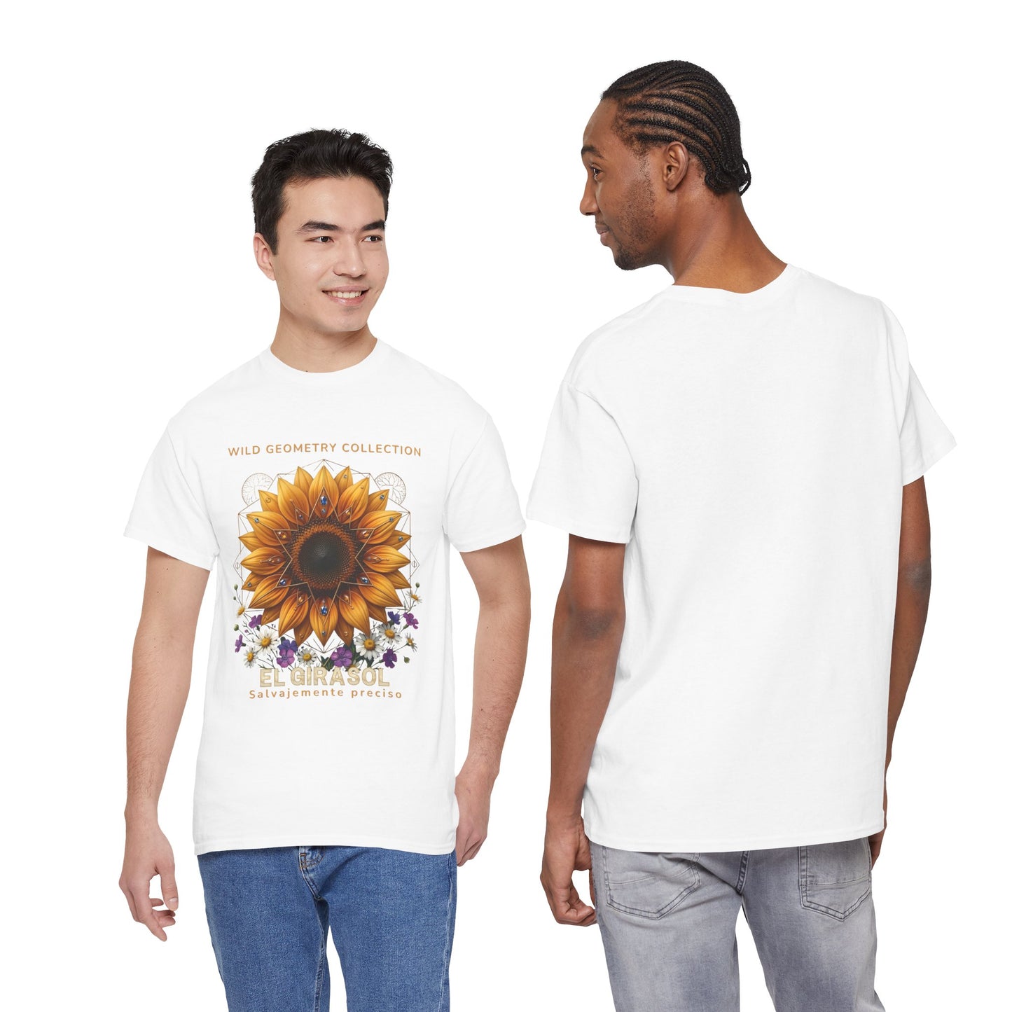 Sunflower Floral Tee. Wild Geometry: "El Girasol - Arte Geométrico de Precisión" Graphic Shirt