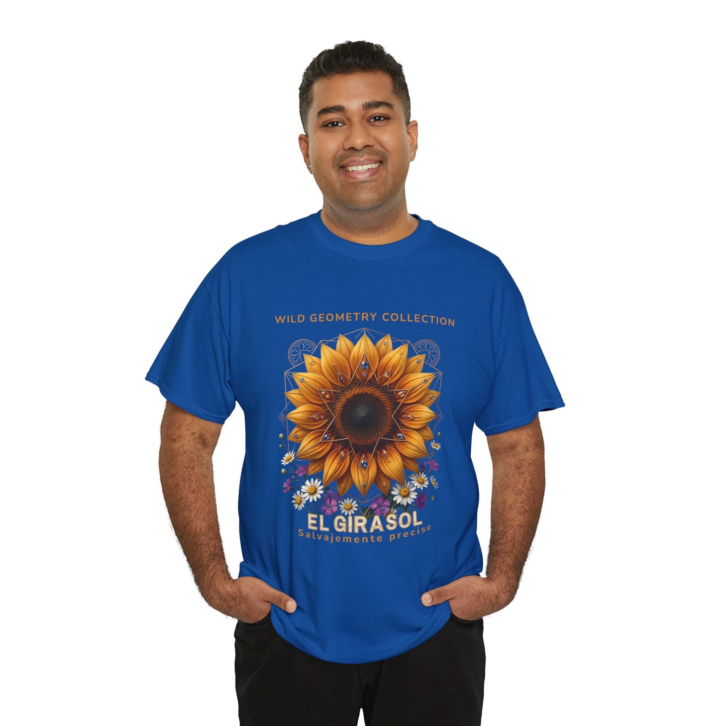 Sunflower Floral Tee. Wild Geometry: "El Girasol - Arte Geométrico de Precisión" Graphic Shirt
