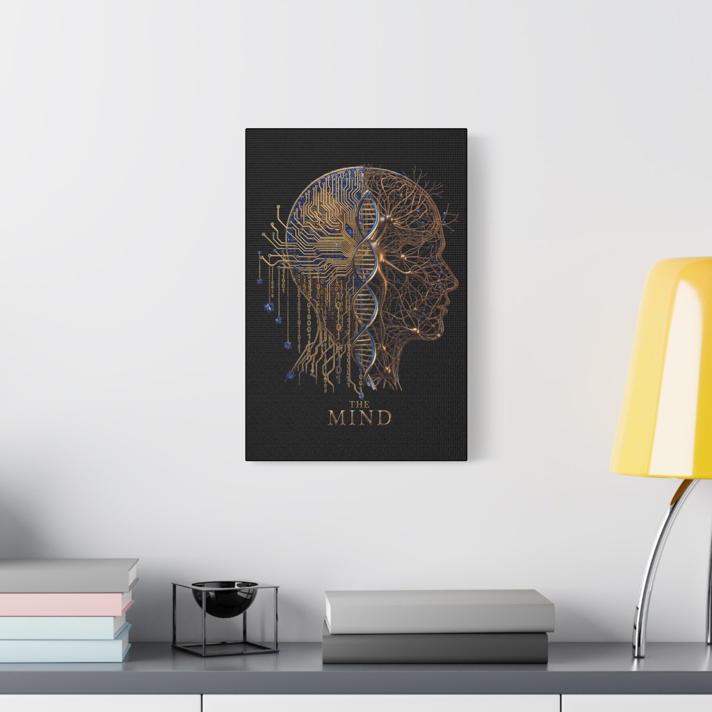 The Mind Matte Canvas Wall Art — DNA & Circuit Human Head Stretched Canvas