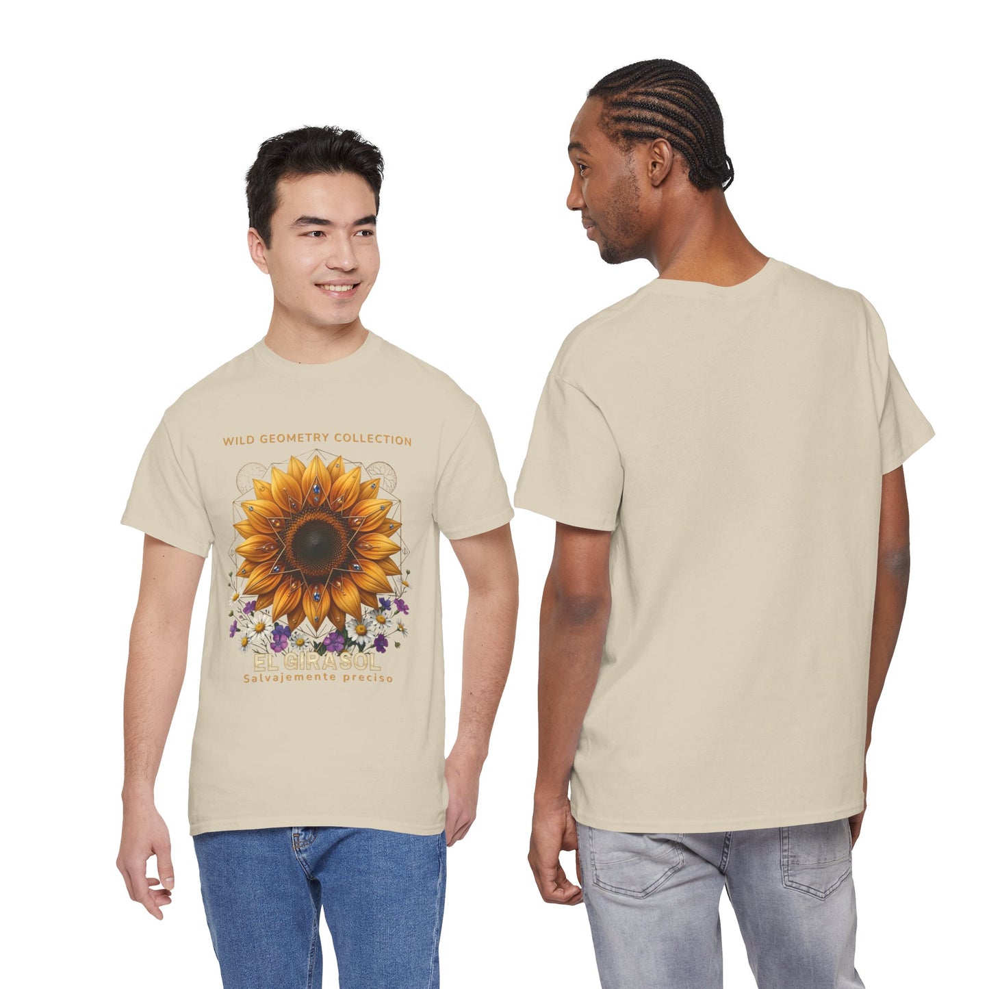 Sunflower Floral Tee. Wild Geometry: "El Girasol - Arte Geométrico de Precisión" Graphic Shirt