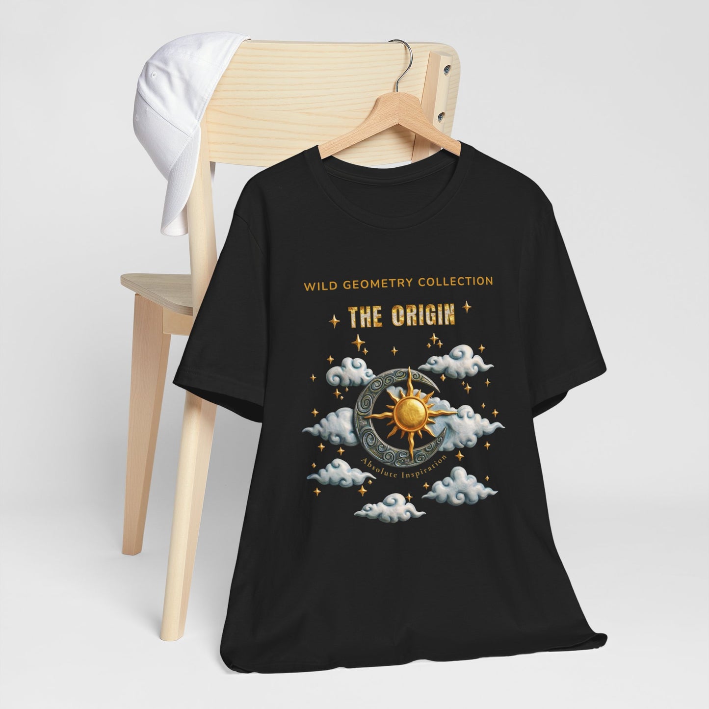 The Origin Sun and Moon Celestial Art Graphic Tee. Celestial Geometry Shirt