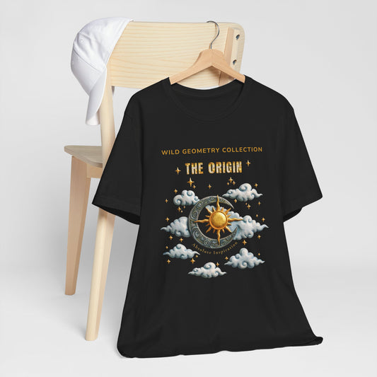 The Origin Sun and Moon Celestial Art Graphic Tee. Celestial Geometry Shirt