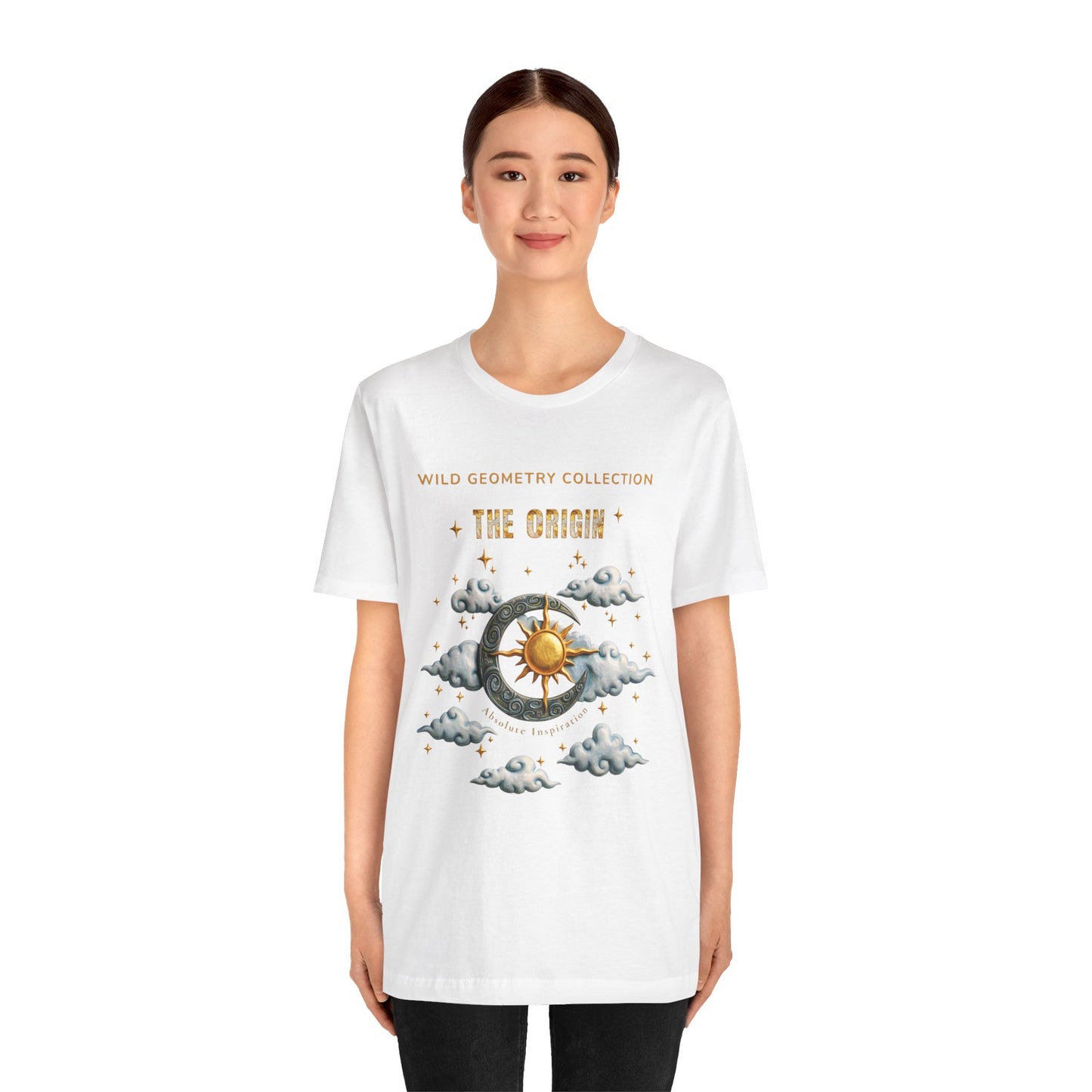 The Origin Sun and Moon Celestial Art Graphic Tee. Celestial Geometry Shirt
