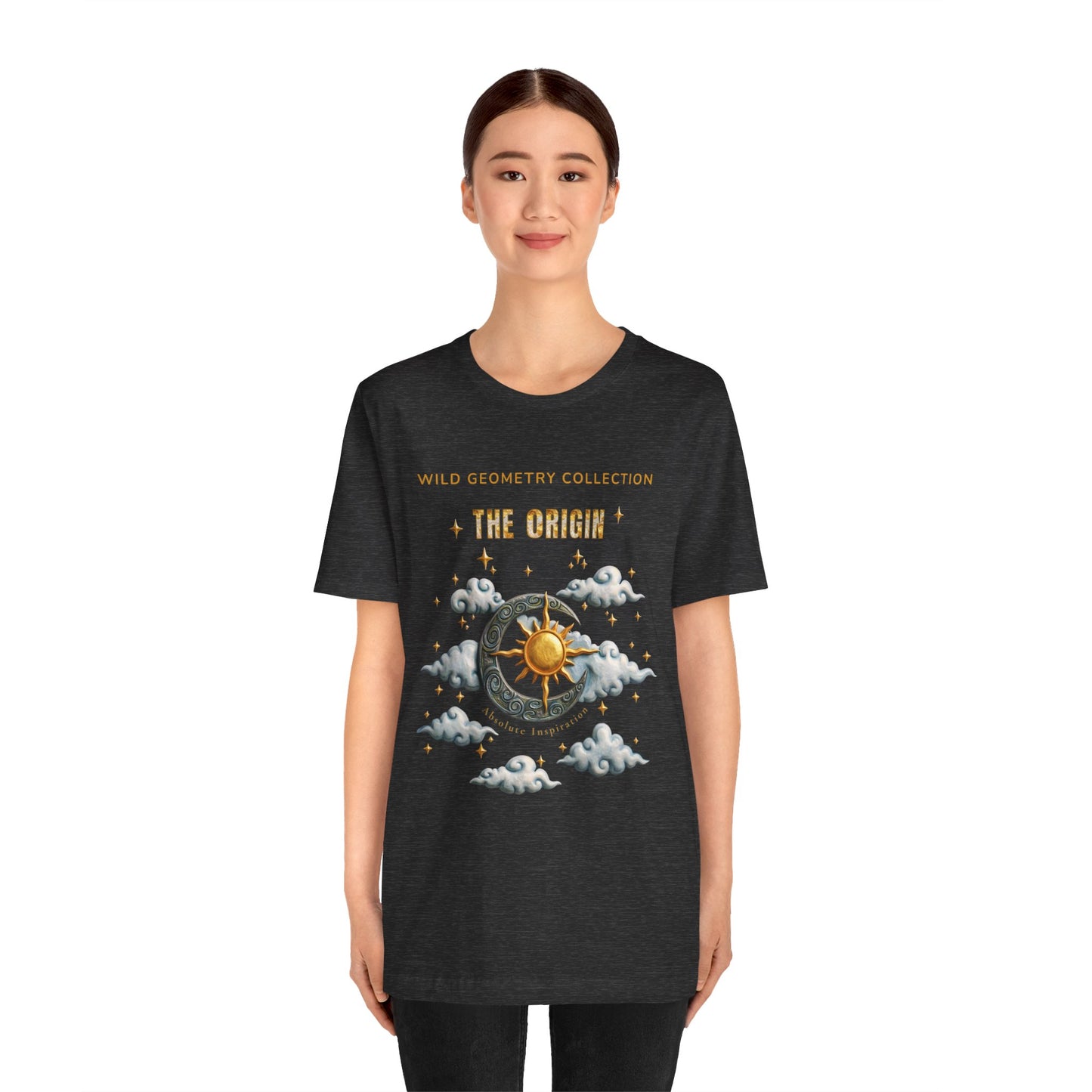 The Origin Sun and Moon Celestial Art Graphic Tee. Celestial Geometry Shirt
