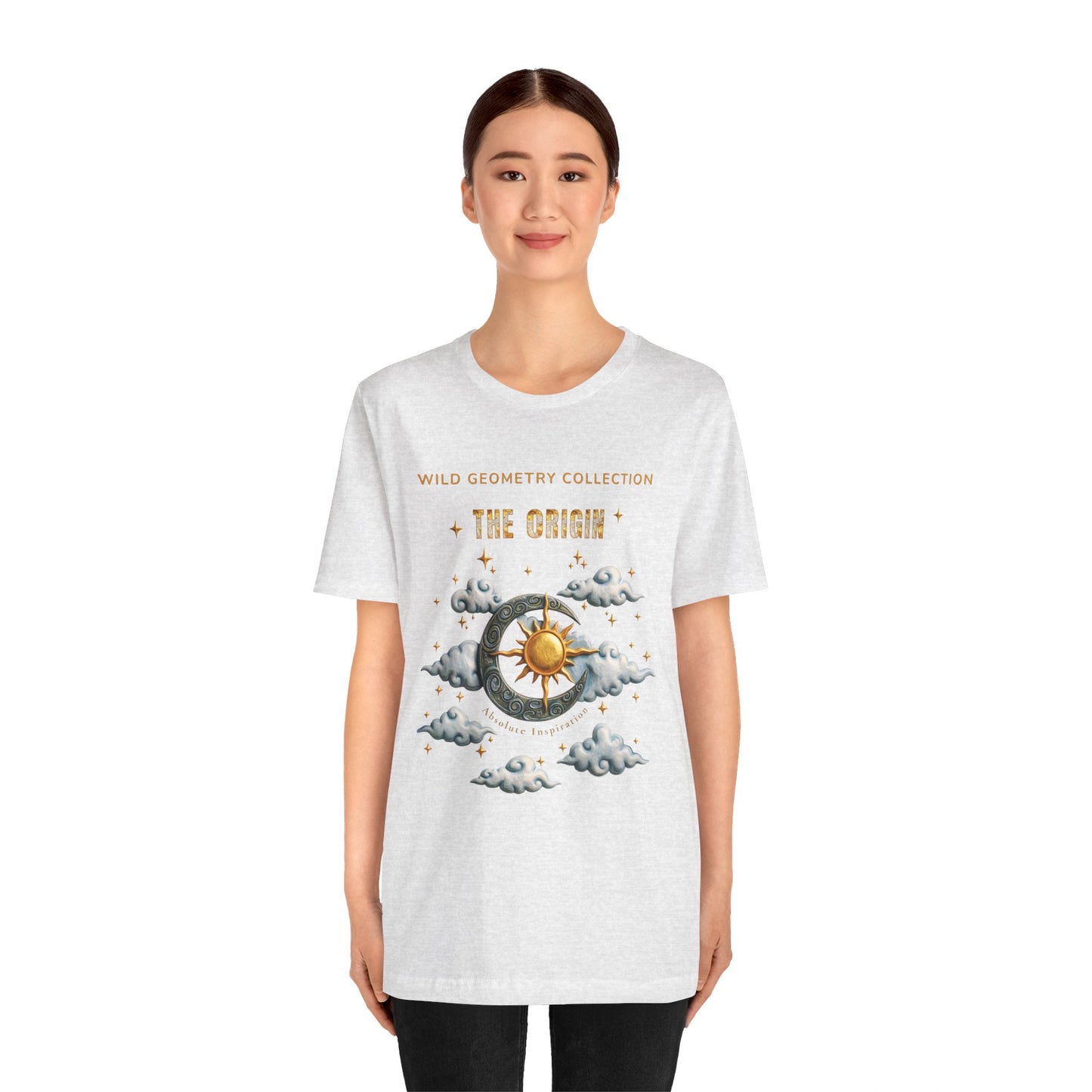 The Origin Sun and Moon Celestial Art Graphic Tee. Celestial Geometry Shirt