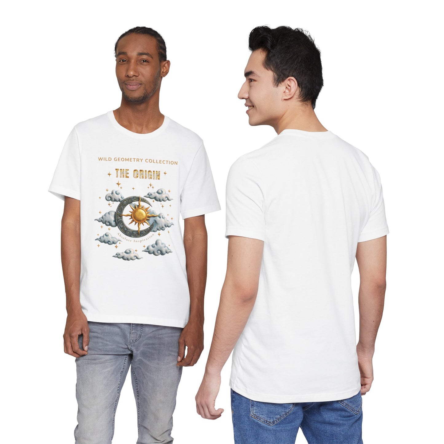 The Origin Sun and Moon Celestial Art Graphic Tee. Celestial Geometry Shirt