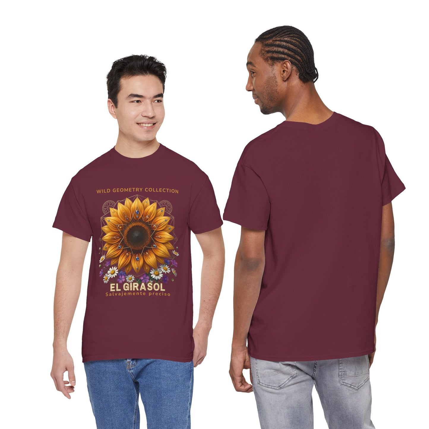 Sunflower Floral Tee. Wild Geometry: "El Girasol - Arte Geométrico de Precisión" Graphic Shirt