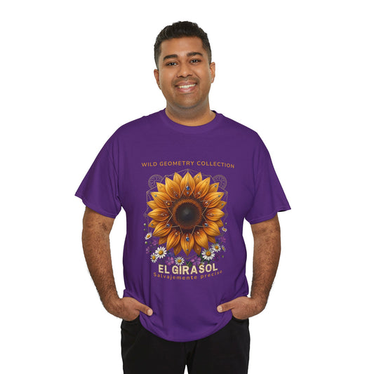 Sunflower Floral Tee. Wild Geometry: "El Girasol - Arte Geométrico de Precisión" Graphic Shirt