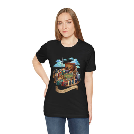Retro Radio & Records T-Shirt. Radio day. Vintage Music Room Graphic Tee