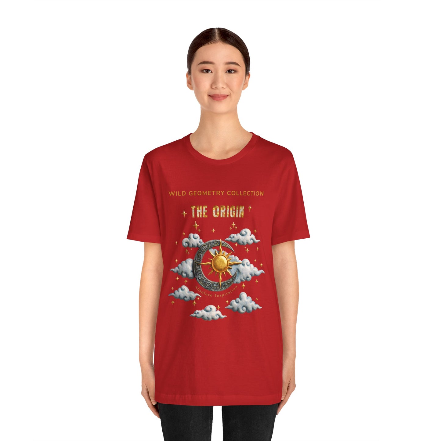 The Origin Sun and Moon Celestial Art Graphic Tee. Celestial Geometry Shirt
