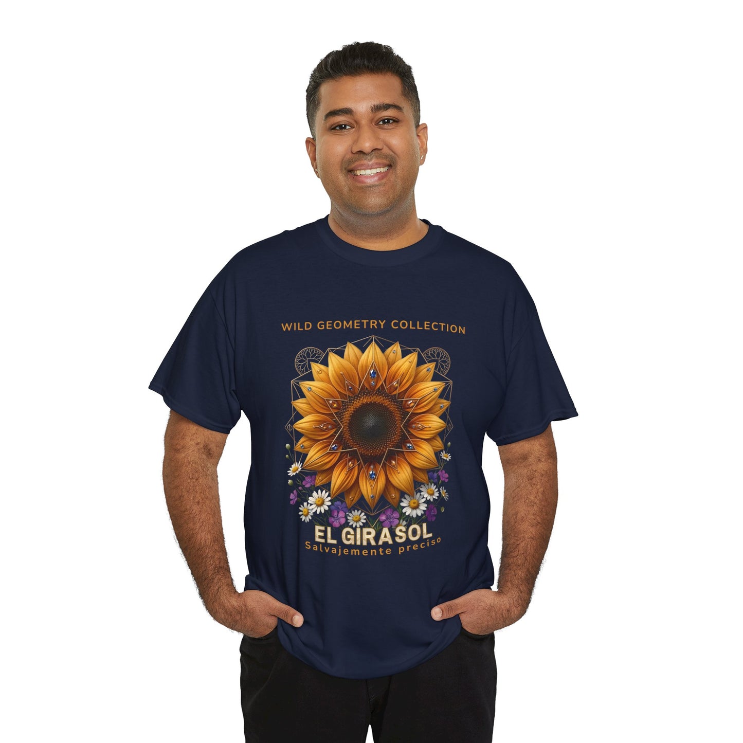 Sunflower Floral Tee. Wild Geometry: "El Girasol - Arte Geométrico de Precisión" Graphic Shirt