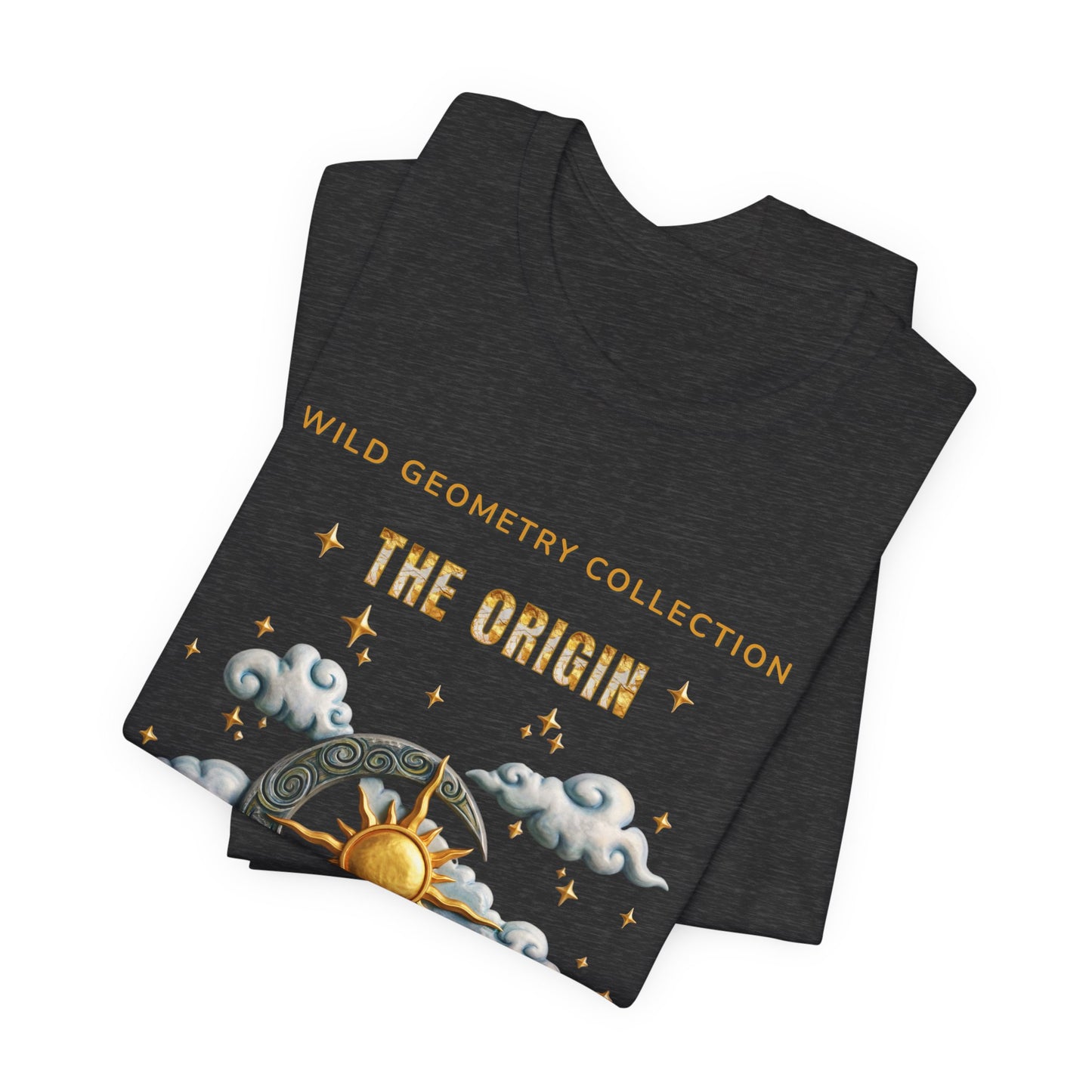 The Origin Sun and Moon Celestial Art Graphic Tee. Celestial Geometry Shirt