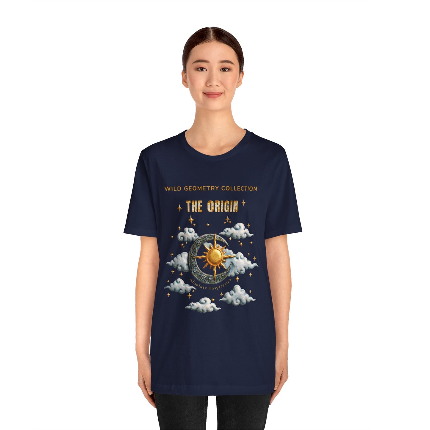 The Origin Sun and Moon Celestial Art Graphic Tee. Celestial Geometry Shirt