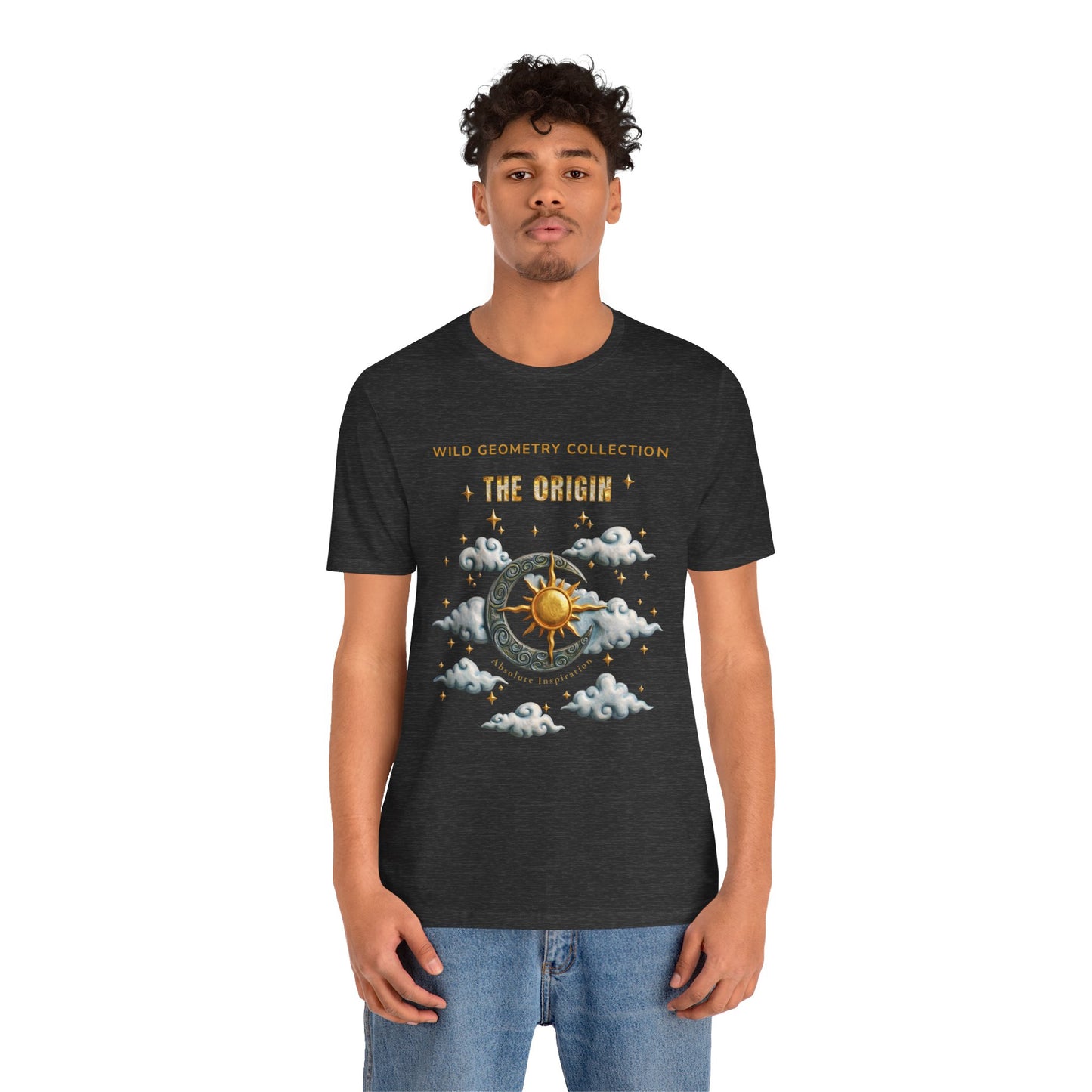 The Origin Sun and Moon Celestial Art Graphic Tee. Celestial Geometry Shirt
