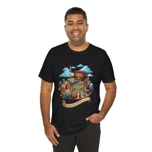 Retro Radio & Records T-Shirt. Radio day. Vintage Music Room Graphic Tee