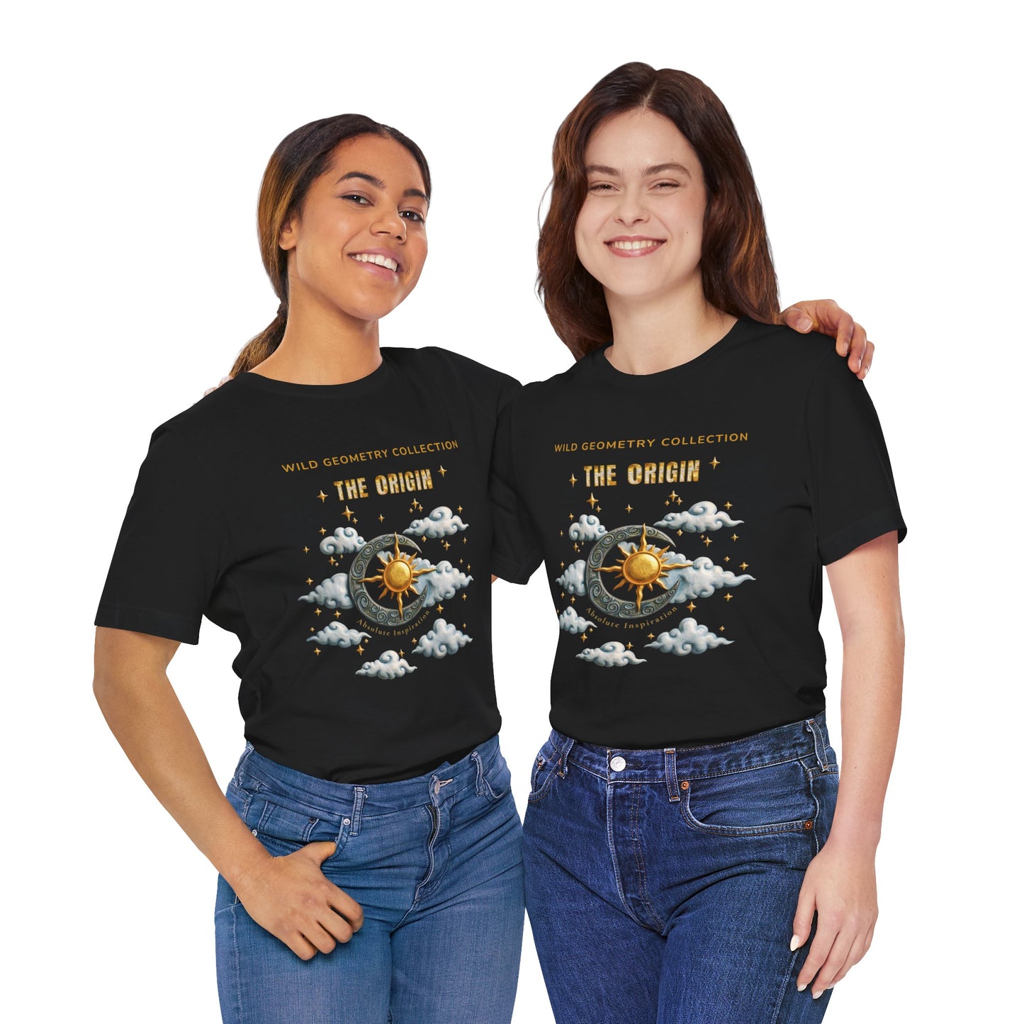 The Origin Sun and Moon Celestial Art Graphic Tee. Celestial Geometry Shirt
